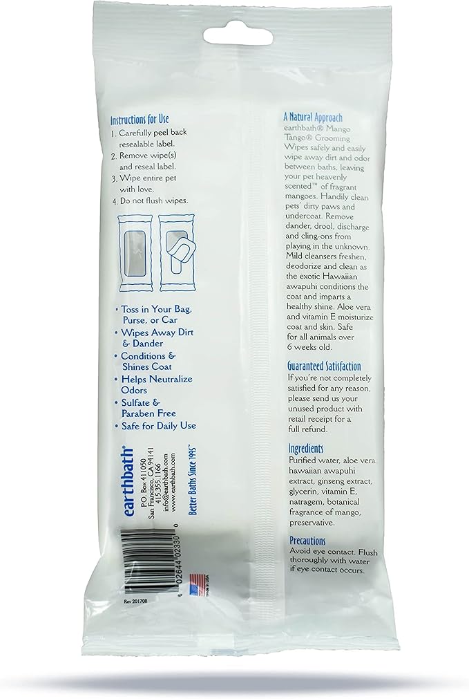 Earthbath 28 Count Mango Tango Grooming Wipes