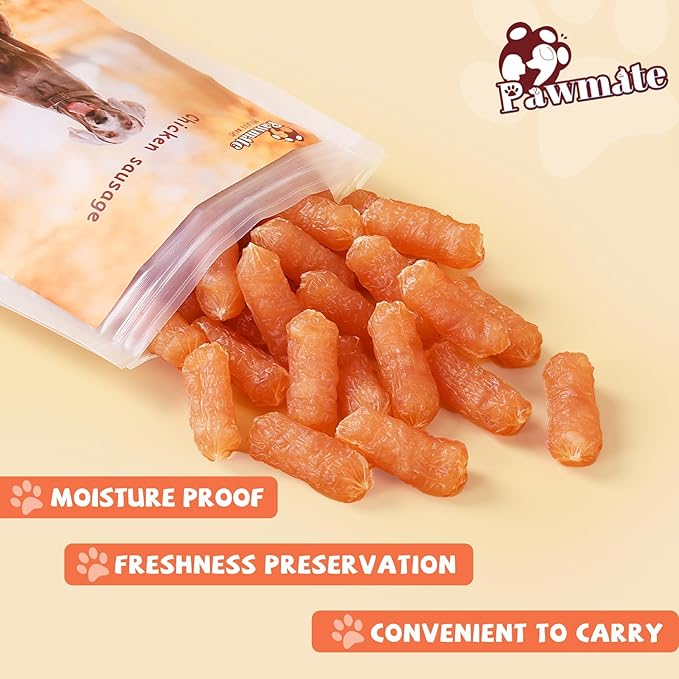 Dog Treats Chicken Sausage, Natural Chicken Jerky Training Treats for Dogs w/Glucosamine, Chondroitin, MSM and Taurine, Low Fat Soft Chewy Snacks 10.58oz