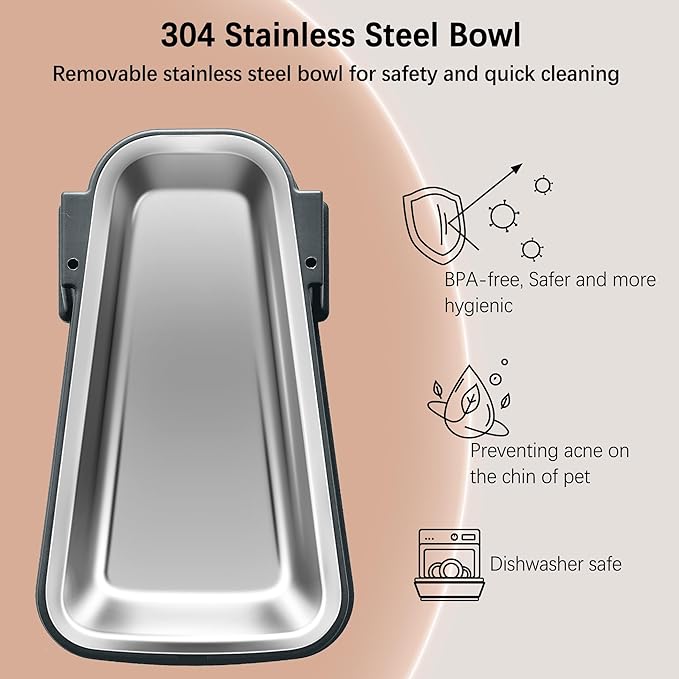 Automatic Dog Water Dispenser, Gravity Cat Water Dispenser with Stainless Steel Bowl, 100% BPA-Free, 5L Large Capacity Pet Water Dispenser for Cats Dogs Pets