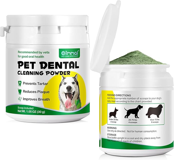 Dental Cleaning Powder for Dogs, Teeth Cleaning Powder for Dogs, Dog Breath Freshener Powder with Probiotics, Fresh Breath Plaque Tartar Remover - 30g