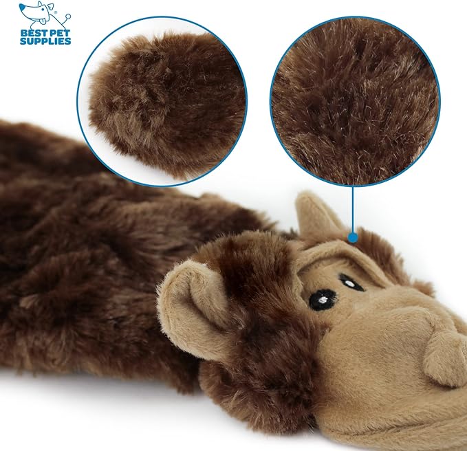 Best Pet Supplies Stuffing Free Squeaky Dog Toys for Small Dogs, Medium Dogs, and Large Dogs, Durable, Best Dog Chew Toy for Teething Puppy, Indoor Play - Cow, Monkey, Small