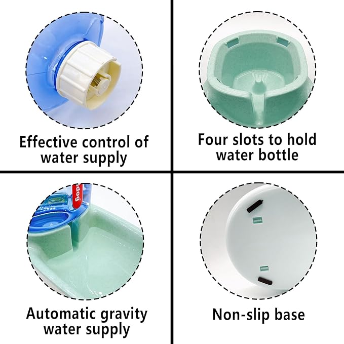 kathson Gravity Dog Water Dispenser Automatic Cat Drinking Water Station 1 Gallon Large Capacity Puppy Water Bowl for Small and Medium Dogs Cats Green