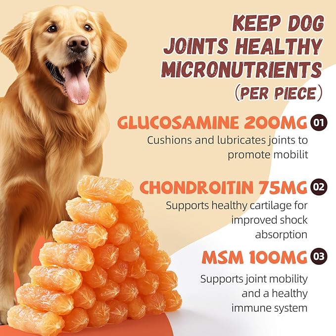Dog Treats Chicken Sausage, Natural Chicken Jerky Training Treats for Dogs w/Glucosamine, Chondroitin, MSM and Taurine, Low Fat Soft Chewy Snacks 10.58oz