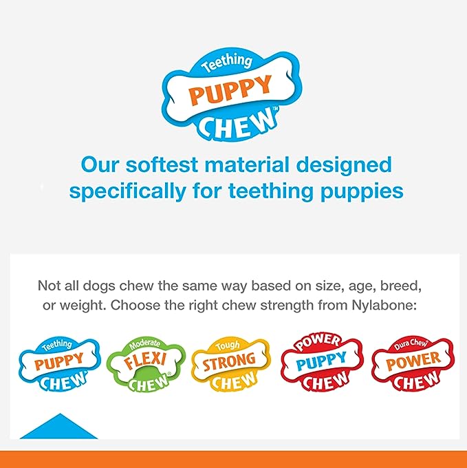 Nylabone Puppy Stages Dog Chew Toy Pack - Puppy Chew Toys for Teething and Chewing - Puppy Supplies - Chicken, Maple Bacon, and Beef Jerky Flavors, Medium/Wolf (3 Count)