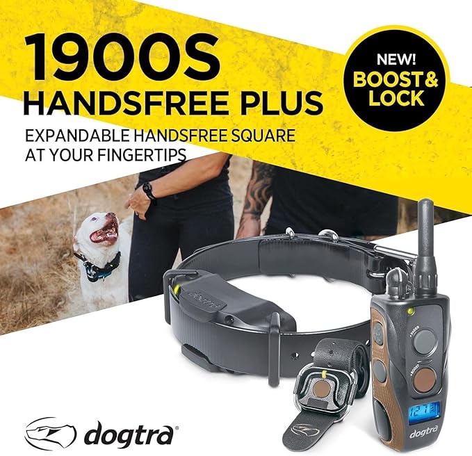 Dogtra 1900S HANDSFREE PLUS Boost and Lock, Remote Dog Training E-Collar, HANDSFREE SQUARE, 3/4-Mile Range, Rechargeable, Waterproof, High-Output, 1 Dog System, eCollar for Medium, Large Dogs