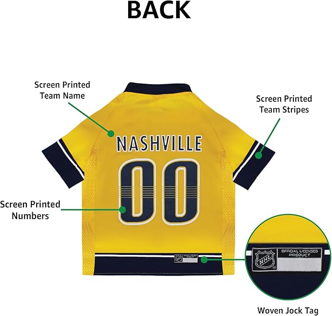 Pets First NHL Nashville Predators Jersey for Dogs & Cats, Medium. - Let Your Pet Be A Real NHL Fan!