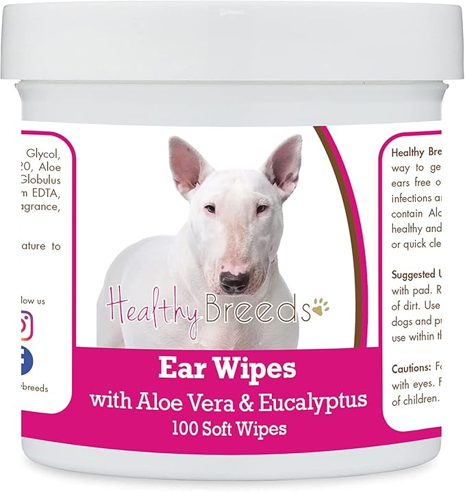 Healthy Breeds Bull Terrier Ear Cleaning Wipes with Aloe & Eucalyptus for Dogs 100 Count