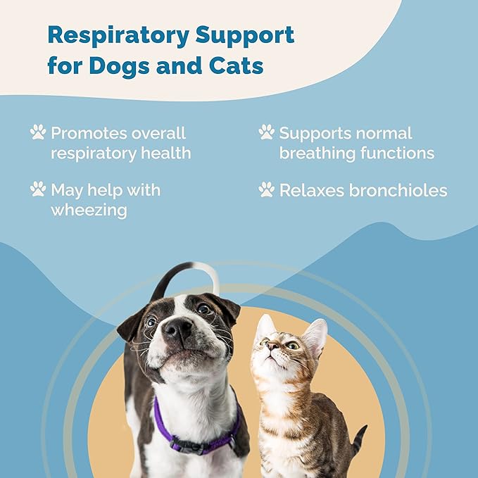 Respiratory Support Supplement for Dogs & Cats | Naturally Promotes Optimal Respiratory Function in Pets | Safely aids with Symptoms of Seasonal Allergies | by Prana Pets