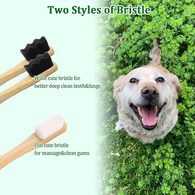 JGocot 3Pack Dog Toothbrush, |Ultra Soft Micro Nano Bristle| Pet Toothbrush for Sensitive Gum&Teeth,Eco-Friendly Natural Dog Bamboo Toothbrush Dog Dental Care Kit for Medium/Large Breed Dogs
