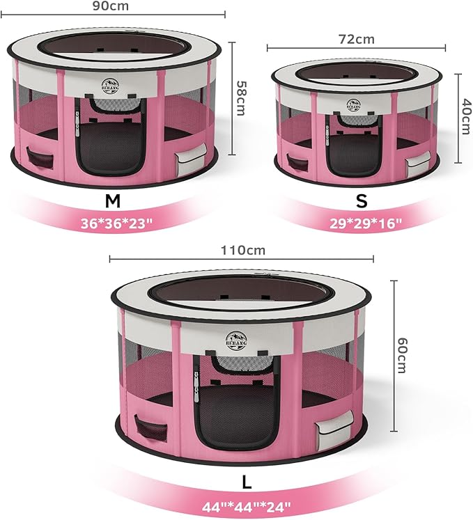 Playpen for Dogs, 44"*44"*24" Large Foldable Pet Play Pens Indoor Outdoor Exercise Pen with Carrying Case Food Bowl for Cat Puppy Rabbit
