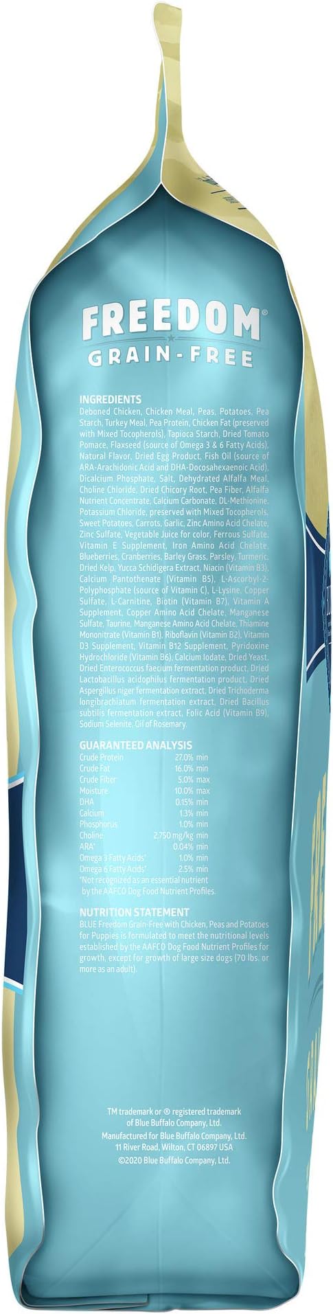 Blue Buffalo Freedom Grain-Free Puppy Dry Dog Food with DHA, Complete & Balanced Nutrition for Puppies, Made in the USA, Chicken & Potatoes, 11-lb. Bag