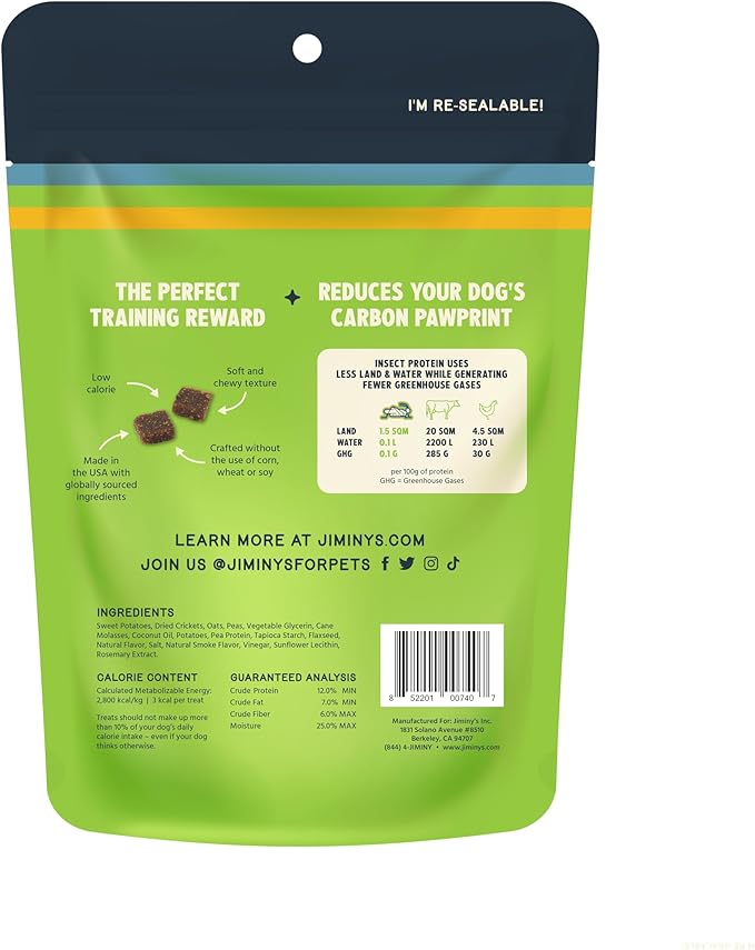 Jiminy's Chewy Cricket Dog Training Treats, Hypoallergenic, 6oz, Sweet Potato & Pea (Pack of 1)