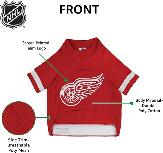 Pets First NHL Detroit Red Wings Jersey for Dogs & Cats, X-Small. - Let Your Pet Be A Real NHL Fan!