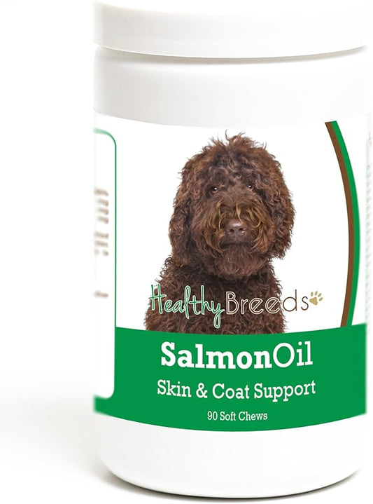Healthy Breeds Labradoodle Salmon Oil Soft Chews - Essential Omega Supplement to Help Support Your Dogs' Heart, Joints, Skin, Coat, & Immune System - 90 Count, Chocolate