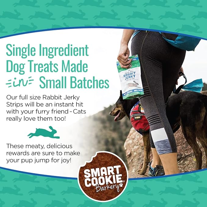 Single Ingredient Rabbit Jerky Dog Treats - Training Treat Strips for Dogs and Puppies with Allergies, Sensitive Stomachs - Dehydrated, 100% Meat, Grain Free, Made in USA - 3oz, Pack of 3