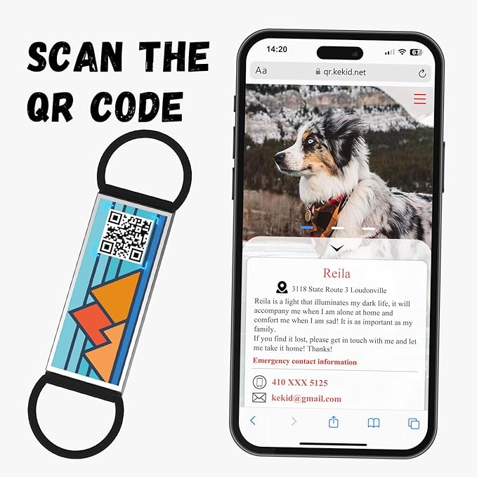 QR Code Dog Tag,Silent Dog Tags Personalized for Pets, Slide On Dog Tag,Custom Dog Name ID Tags Personalized Noiseless Dog and Cat Tags-Free Online&Scan QR Receive Instant Location Alert Email