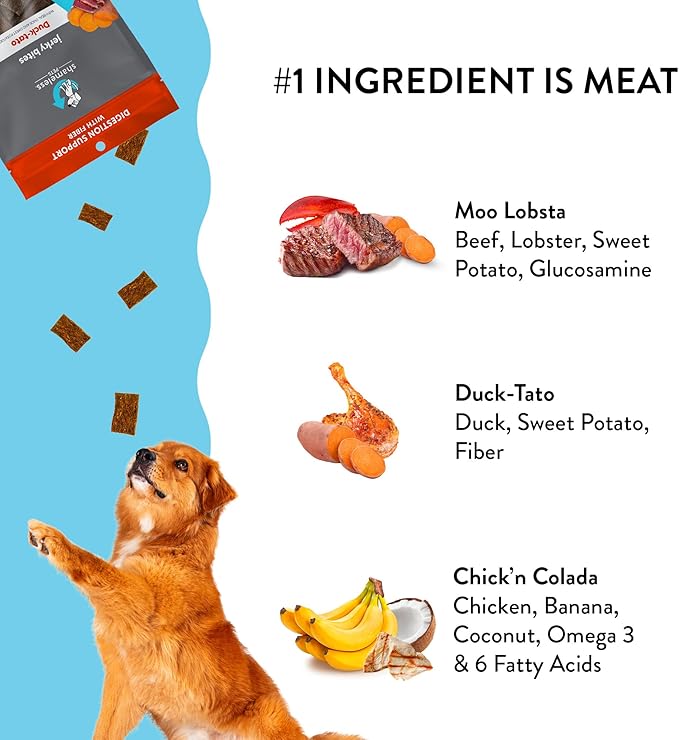 Shameless Pets Jerky Dog Treats, Variety 3-Pack - Healthy Chews with Chicken, Beef & Duck for Dogs - Dog Treats with Real Ingredients - Free from Grain, Corn & Soy