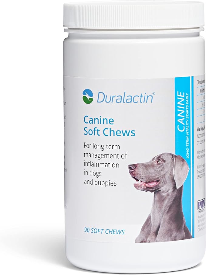 PRN Pharmacal Duralactin Canine Soft Chews - Joint Health Supplement for Dogs & Puppies to Help Reduce Chronic Soreness - Canine Chews Containing Dried Milk Protein - Chicken-Liver Flavor - 90 Chews