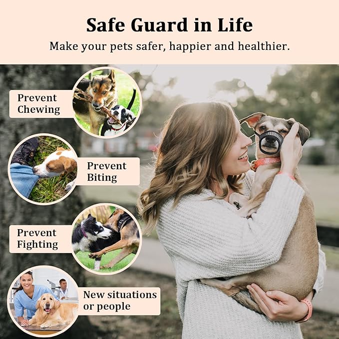 Mayerzon Dog Muzzle, Soft Mesh Muzzles for Small Medium Large Dogs Chihuahua Poodle Husky Labrador Retriever, Breathable Dog Mouth Guard for Biting Chewing Grooming, Allow Panting Drinking
