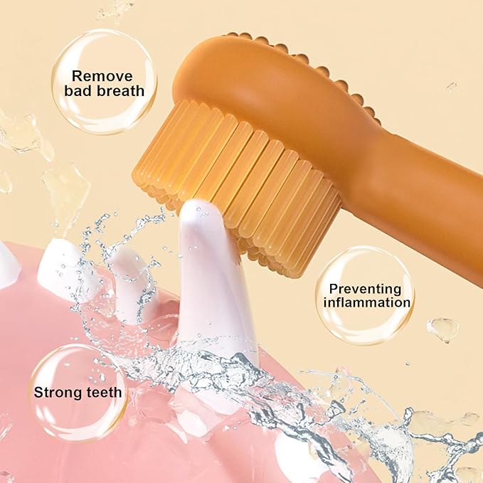 Dog Toothbrush: Pet Silicone Toothbrush Cat Tooth Brushing Kit with Storage Cup, 360° Doggie Kitten Toothbrush Tongue Cleaning Brush, Dental Care for Small Pets