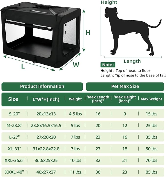 27 inch 3-Door Collapsible Dog Crate for Medium Dogs, Portable Dog Travel Crate for Indoor & Outdoor, Soft Side Pet Foldable Kennel Cage with Durable Mesh Windows & Strong Steel Frame