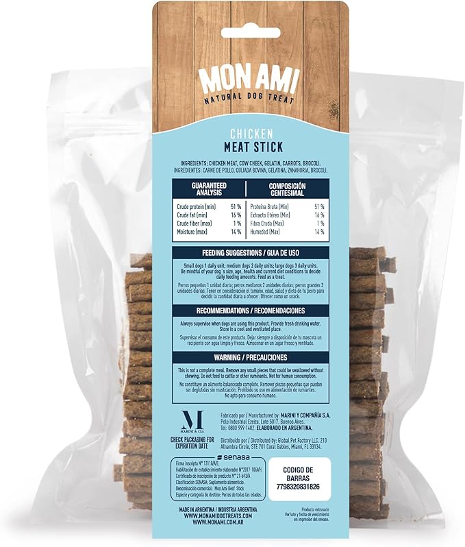 Mon Ami Chicken Meat Sticks for Dogs with Farm Fresh Vegetables (28 Oz) – Human Grade Dog Treats with Superfoods - Training Treats for Dogs - Healthy Dog Treats for Small, Medium and Large Dogs