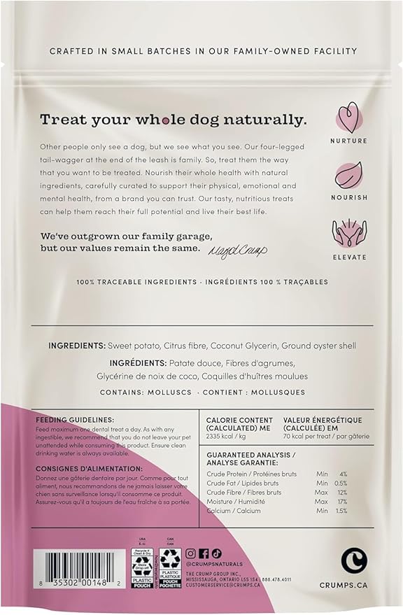 Crumps' Naturals Plaque Busters Dental Dog Sticks, 7 Inches, in 2 Flavor Variety Bundle: (1) Original and (1) Bacon (2 Bags Total, 10 Sticks/Bag, 9.5 Ounce Bags) Plus Shaynanigans Silicone Lid