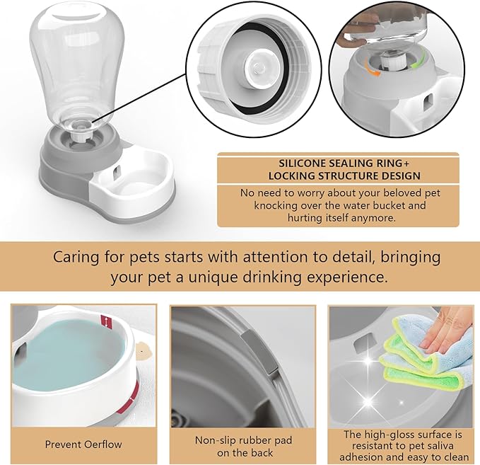Automatic Dog Water Bowl Dispenser - Staltwo Premium Pet Water Dispenser,Large Capacity Water Feeder for Cats and Dogs, BPA-Free,6-Liter Grey