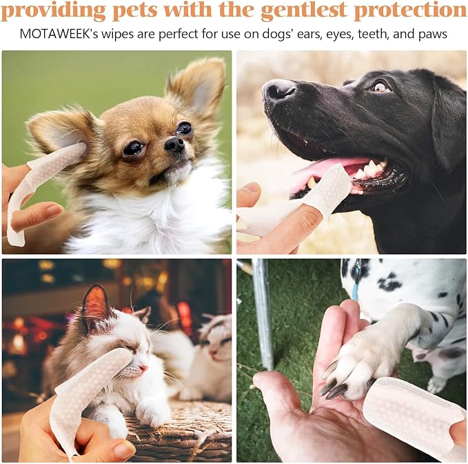 Dog Ear Wipes Finger - Portable and Convenient 50-Pack for Gentle Cleaning & Infection Treatment of Dogs' & Cats' Ears, Eyes, and Pets, Fresh and Comfortable Experience