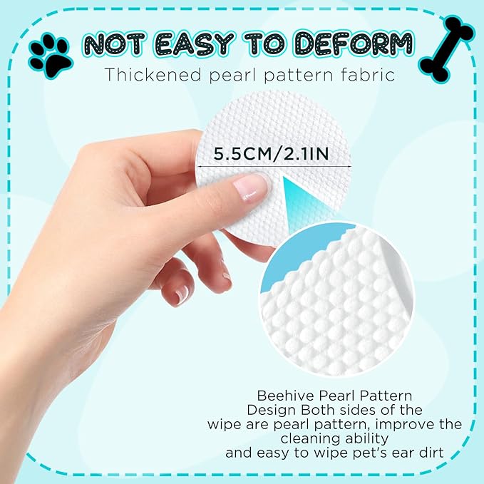 2-Pack Teeth and Ear Cleaner Finger Wipes, Dog and Cat Grooming Kit, Soothing Odor Control, Reduces Dirt and Wax Buildup (2pcs Eye Wipes)