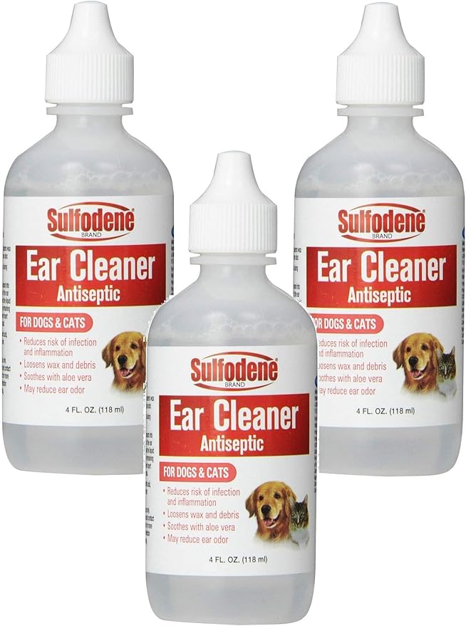 Ear Cleaner Antiseptic for Dogs & Cats, 4oz Bottles (3 Pack)