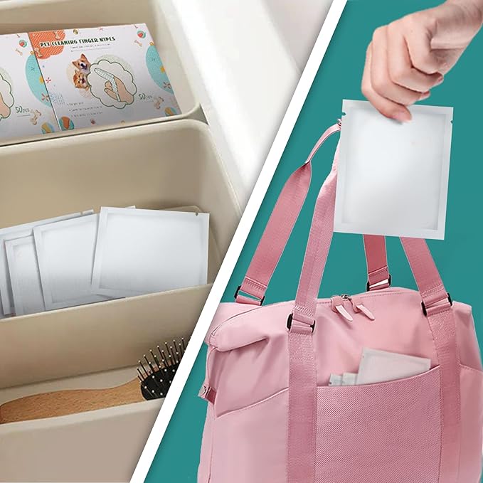 Teeth Cleaning Wipes for Dogs & Cats,100PCS, Removing Plaque and Tartar Buildup No-Rinse Pet Finger Wipes, Disposable Gentle Cleaning & Gum Care Pet Wipes (100PCS)