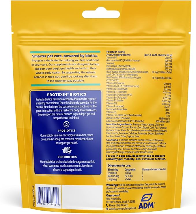 Daily Care Gut+ Wellness, 60 probiotic and postbiotic Dog Supplement Chews – Duck and Carrot Flavored