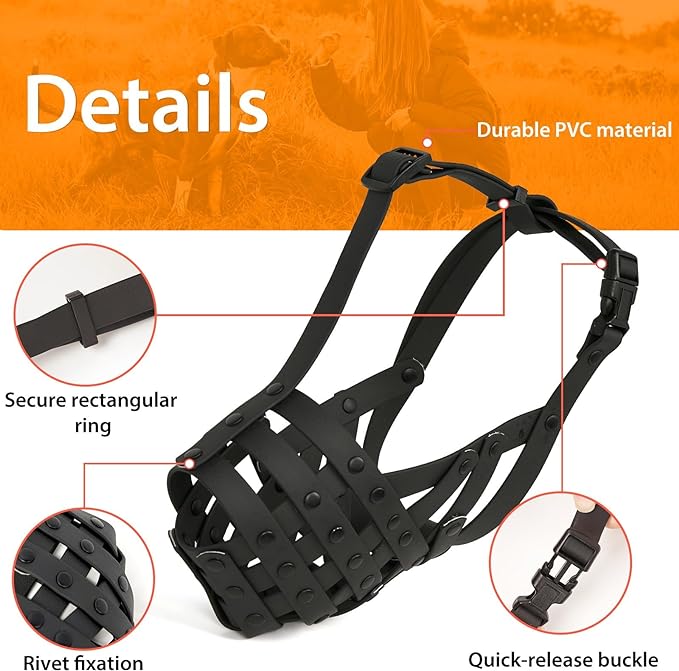 Mayerzon Pitbull Muzzle, Basket Muzzle for Medium Large Sized Dogs to Prevent Biting Scavenging Chewing, Soft Rottweiler Muzzle for Walking Training, Allow to Pant Drink, Lightweight and Sturdy