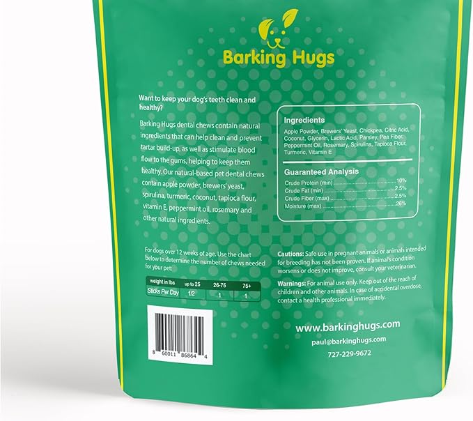 Dental Sticks - Natural Dog Dental Treats for Fresh Breath & Clean Teeth, All Natural dog breath freshener Dogs, No grain or fillers, with Peppermint Oil