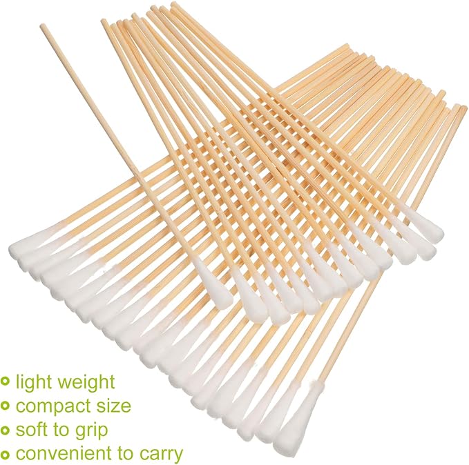 200 Pieces 6 Inches Buds for Dog Long Ear Swab with Wooden Handle for Pet