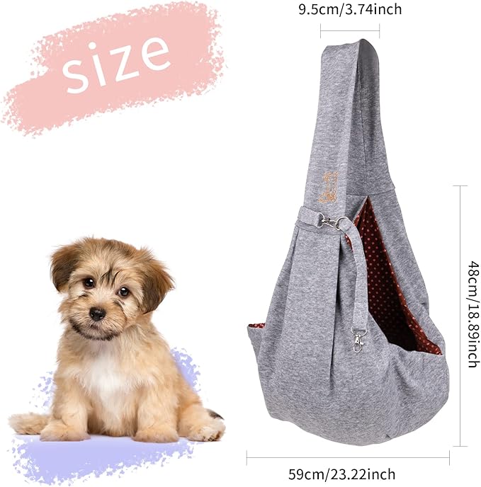 Small Dog Cat Sling Carrier,Hands Free Reversible Pet Carriers Bag,Pet Carrier Shoulder Crossbody Pet Slings Suitable for Puppy, Small Dogs, and Cats for Outdoor Travel (Grey)