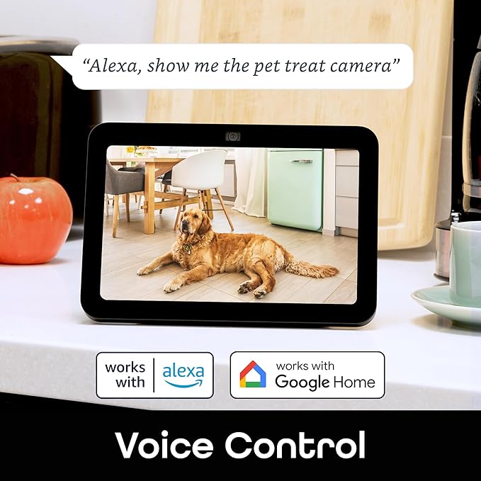 Geeni Pet Treat Dispenser with Camera - 2K HD WiFi Enabled, Dog and Cat Automatic Smart Feeder, Two-Way Audio, Night Vision, Auto-Follow, Remote Access with App, Alexa and Google Compatible, White