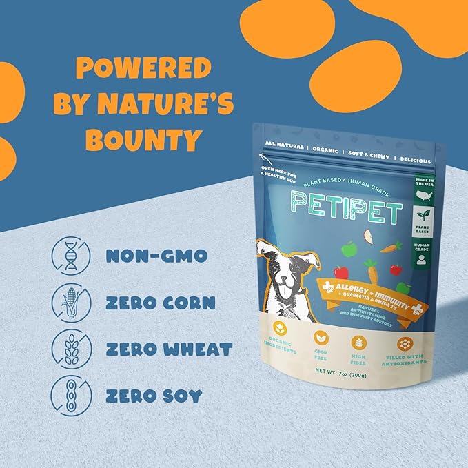 Dog Allergy Relief Chews - Quercetin + Omega 3 - Natural Antihistamine for Itching, Paw Licking, Seasonal and Grass Allergies - for Itchy Skin, Hot Spots, Immune Support
