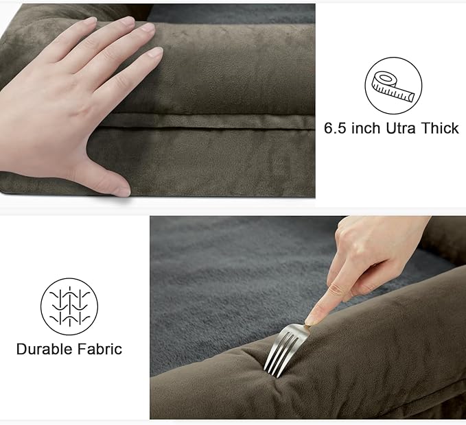 Large Dog Bed, Orthopedic Gel Memory Foam Dog Bed, Washable Dog Bed with Removable Cover, Waterproof Non-Slip Bottom Big Dog Couch Bed, Dark Grey