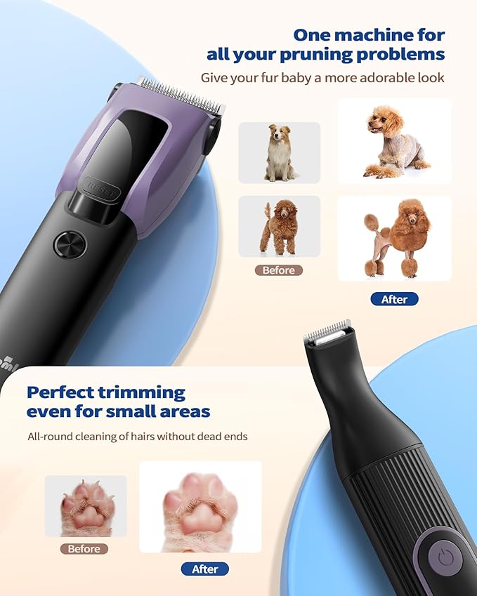 Dog Grooming Kit for Heavy Thick Hair&Coats, 3 in 1 Dog Clippers for Grooming, Rechargeable Cordless Pet Shaver with Storage Box, Quiet Dog Paw Trimmer for Small and Large Dogs Cats Animals
