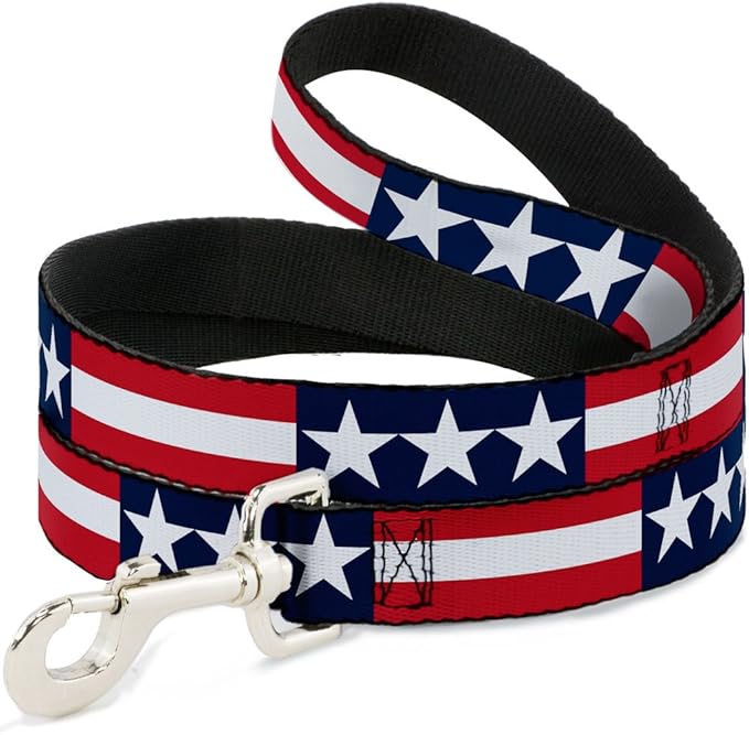 Dog Leash Stars Stripes Blue White Red White 4 Feet Long 0.5 Inch Wide