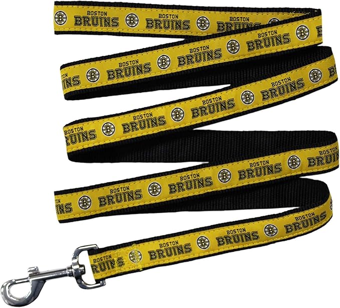 Pets First NHL Boston Bruins Leash for Dogs & Cats, Walk Cute & Stylish! The Ultimate Hockey Fan Leash!, Large (6 ft Long x 1 in Width) (BRU-3031-LG)