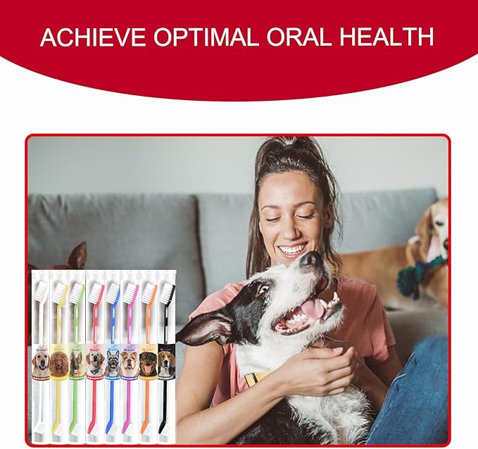 VibrantPet Toothbrush Set - 8-Pack with Dual-Head Design, Transparent Tube Packaging for Convenient Storage and Travel | Enhance Pet Dental Care