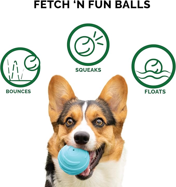 Furhaven 3-Pack 2.5" Squeaky Ball Dog Toys for Small/Medium Dogs, Fits Most Standard Launchers - Fetch 'N Fun TPR Squeaky Ball Toy Set - Sea Pack, Set of 3