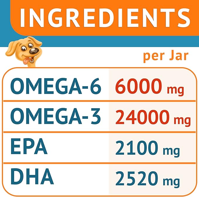 Omega 3 Alaskan Fish Oil Treats for Dogs (360 Ct) - Dry & Itchy Skin Relief + Allergy Support - Shiny Coats - EPA&DHA Fatty Acids - Natural Salmon Oil Chews - Hip & Joint Support - Salmon Flavor