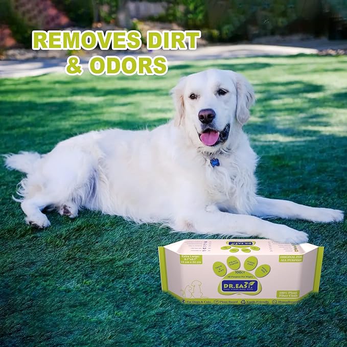 DR.EASY All Purpose 200ct Pet Wipes for Dogs and Cats,Unscented,Ears, Face, Butt, Body and Eye –Convenient, Nature,Home or Travel,Best Pet Supplies