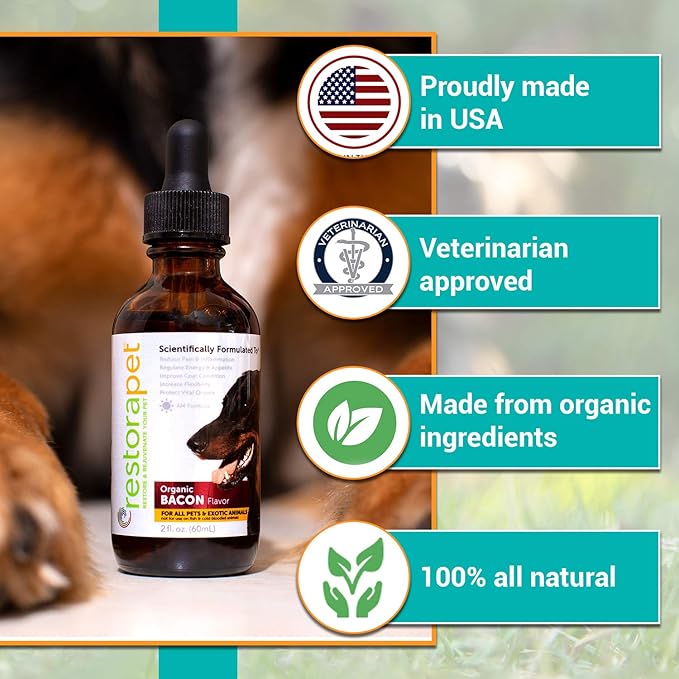 RestoraPet 2-Pack Dog & Cat Beef Liquid Multivitamin | Dog Arthritis Pain Relief | Hip & Joint Vitamins for Dogs - Anti Inflammatory Supplement for Dogs & Cats | Organic & Non-GMO, Vet Approved