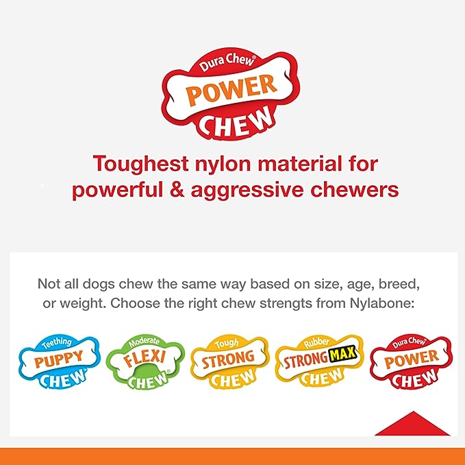 Nylabone Power Chew Flavor Frenzy Knuckle Bone Chew Toy for Dogs, Indestructible Chew Toys for Aggressive Chewers, Beef Jerky Flavor, X-Large/Souper - 50+ lbs. (1 Count)