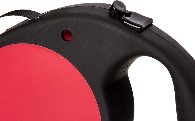 doggo Everyday Retractable Dog Leash, 16' Long Belt, Medium for Dogs Up to 65 lbs, Red with Black Soft Grip Handle